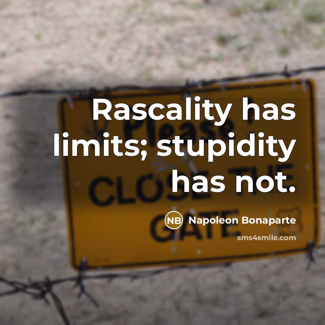 “Rascality has limits; stupidity has not.” quote by Napoleon Bonaparte