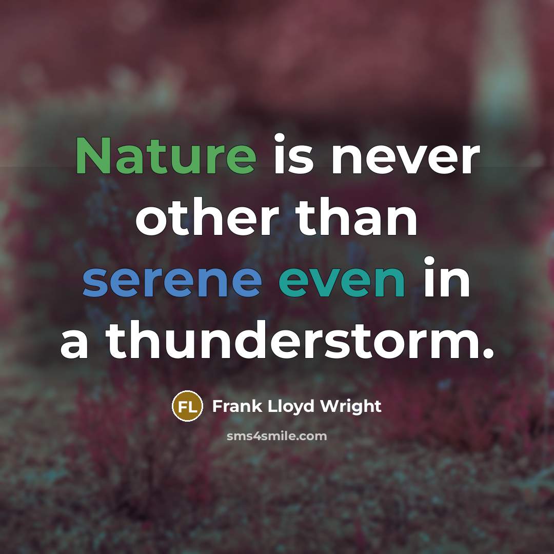 “Nature is never other than serene even in a thunderstorm.” quote by Frank Lloyd Wright