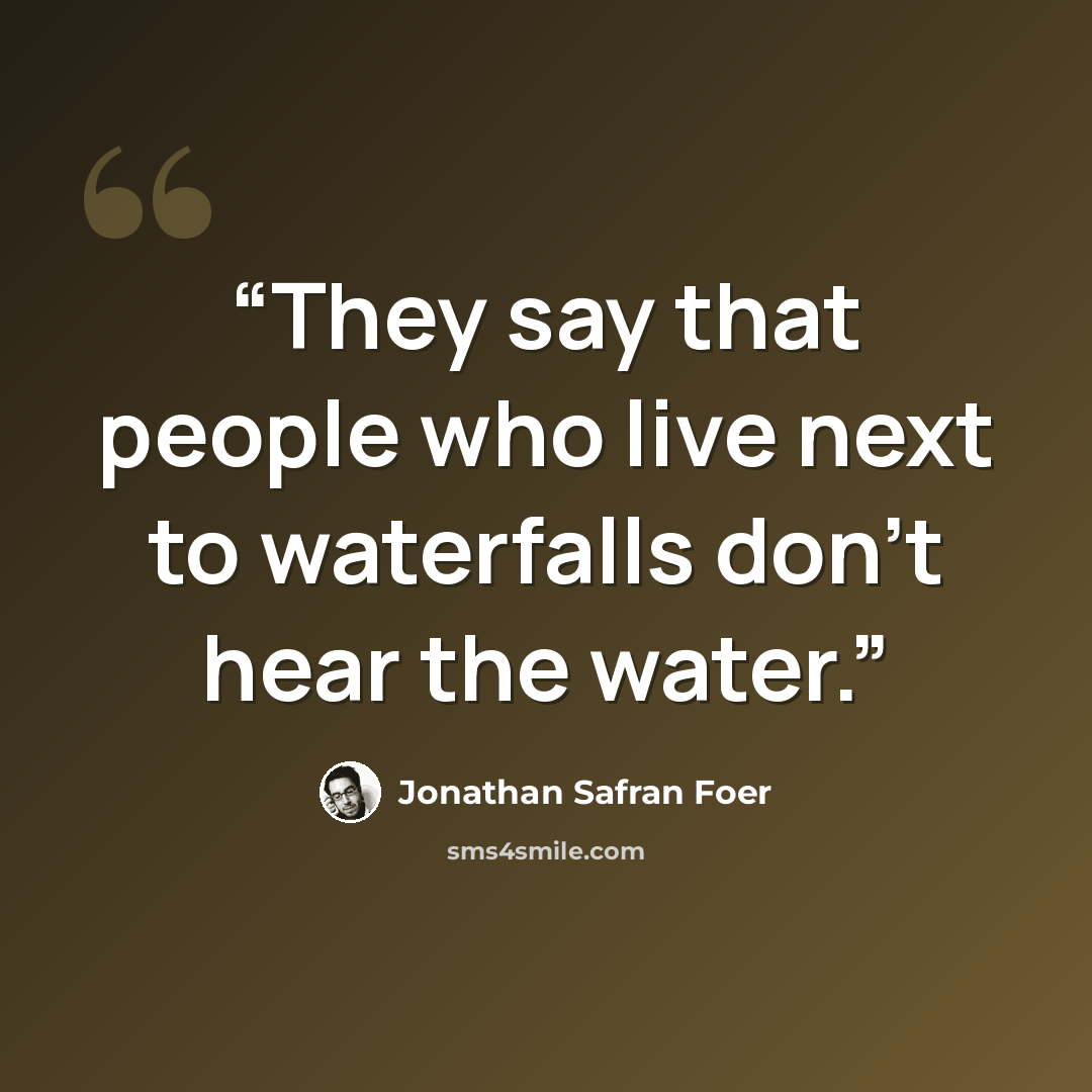 “They say that people who live next to waterfalls don't hear the water.” quote by Jonathan Safran Foer