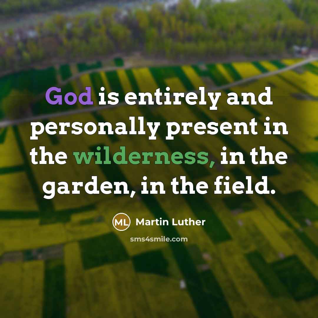 “God is entirely and personally present in the wilderness, in the garden, in the field.” quote by Martin Luther