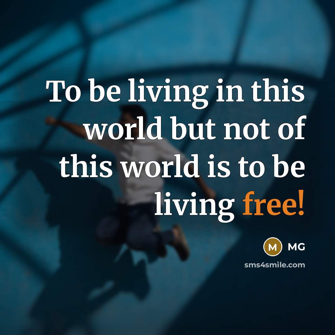 “To be living in this world but not of this world is to be living free!” quote by Mg