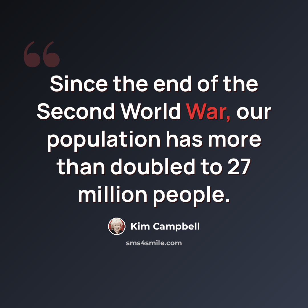 “Since the end of the Second World War, our population has more than doubled to 27 million people.” quote by Kim Campbell