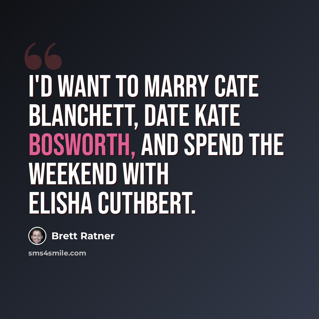 “I'd want to marry Cate Blanchett, date Kate Bosworth, and spend the weekend with Elisha Cuthbert.” quote by Brett Ratner