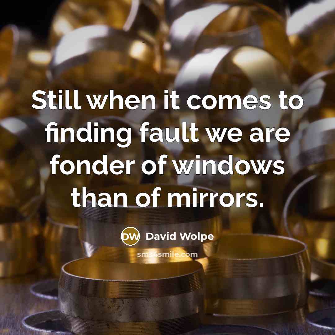 “Still when it comes to finding fault we are fonder of windows than of mirrors.” quote by David Wolpe
