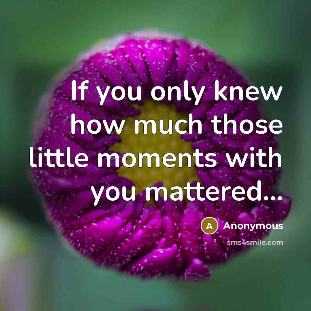 “If you only knew how much those little moments with you mattered...” quote by Anonymous
