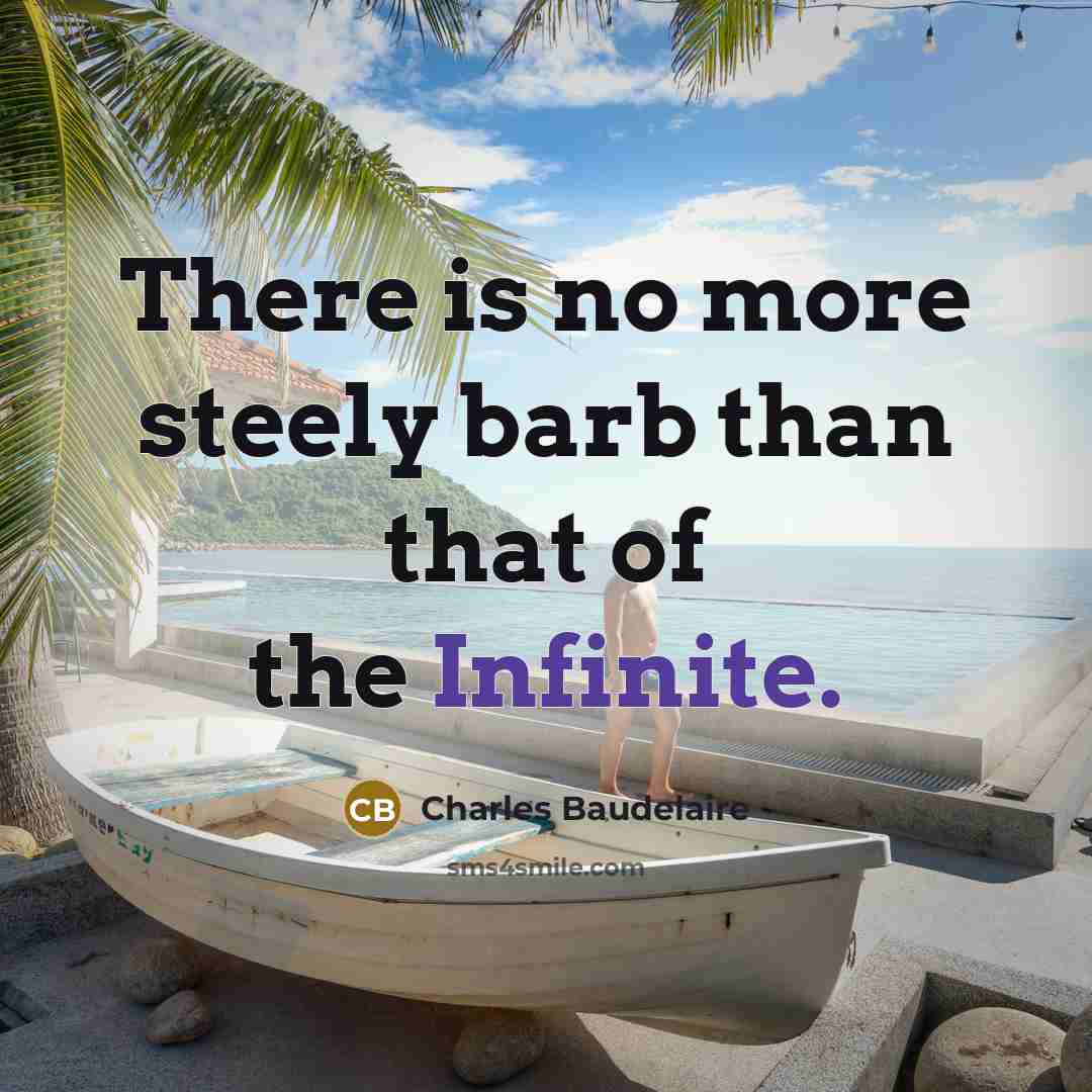 “There is no more steely barb than that of the Infinite.” quote by Charles Baudelaire
