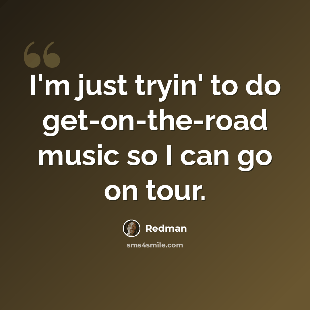 “I'm just tryin' to do get-on-the-road music so I can go on tour.” quote by Redman
