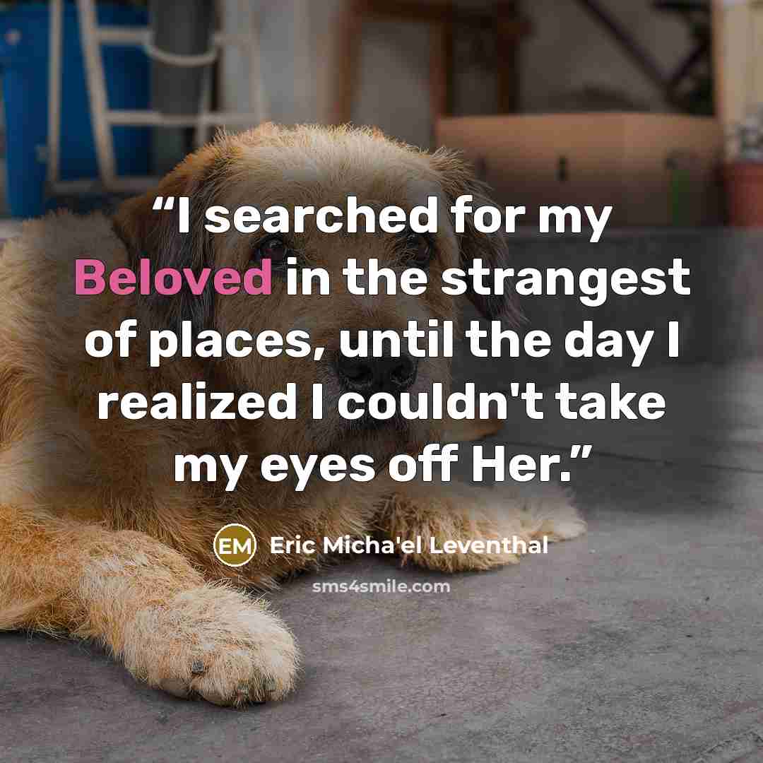 “I searched for my Beloved in the strangest of places, until the day I realized I couldn't take my eyes off Her.” quote by Eric Micha'el Leventhal
