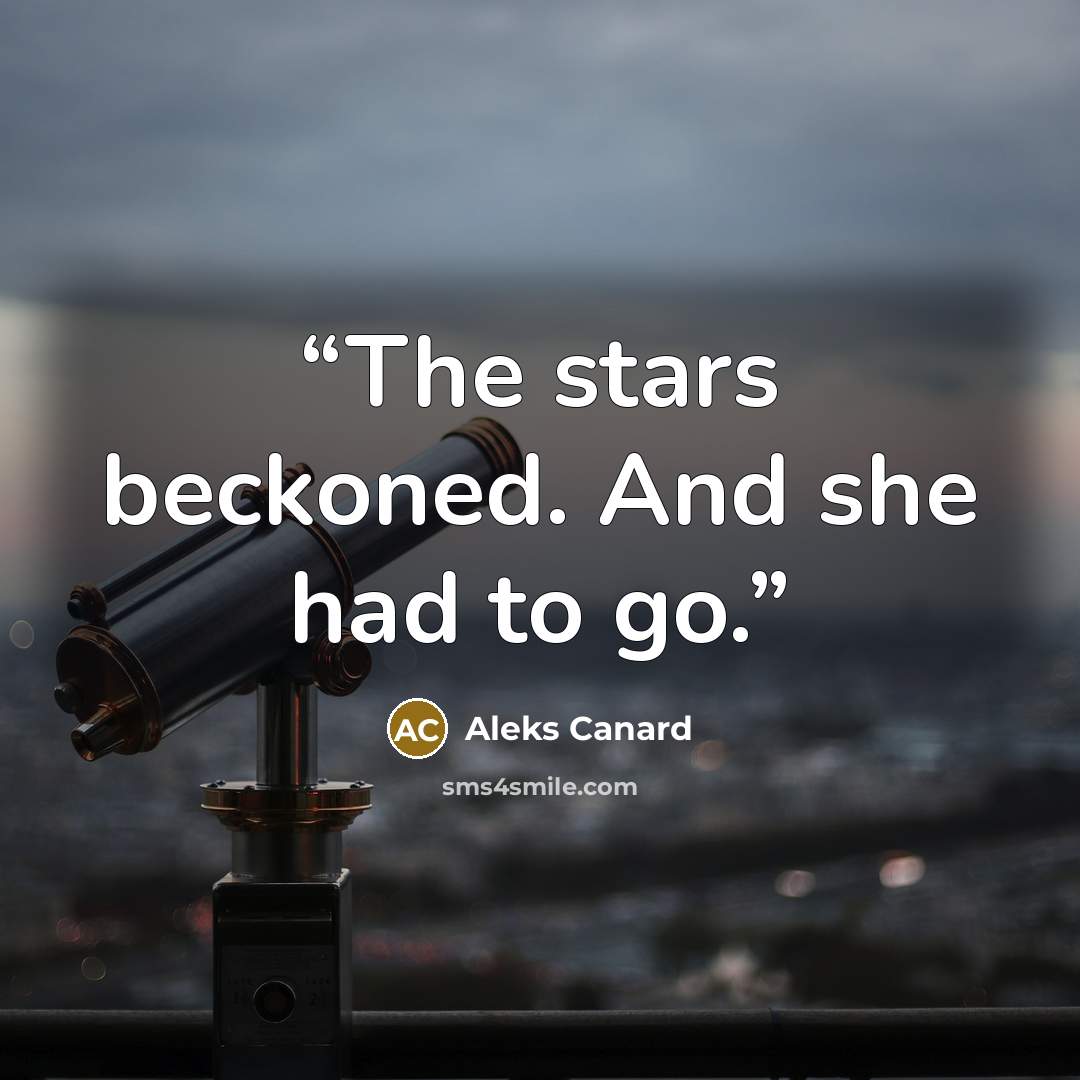 “The stars beckoned. And she had to go.” quote by Aleks Canard