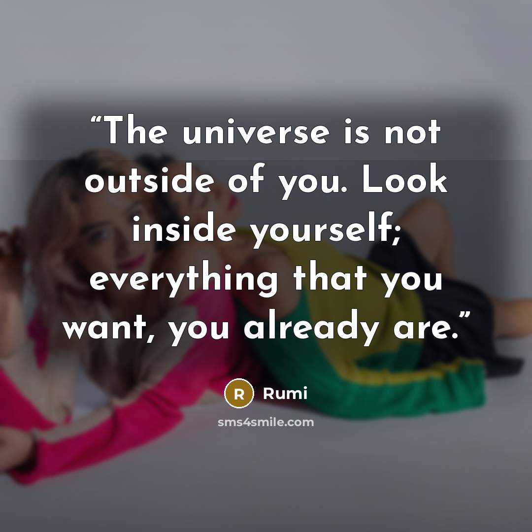 “The universe is not outside of you. Look inside yourself; everything that you want, you already are.” quote by Rumi
