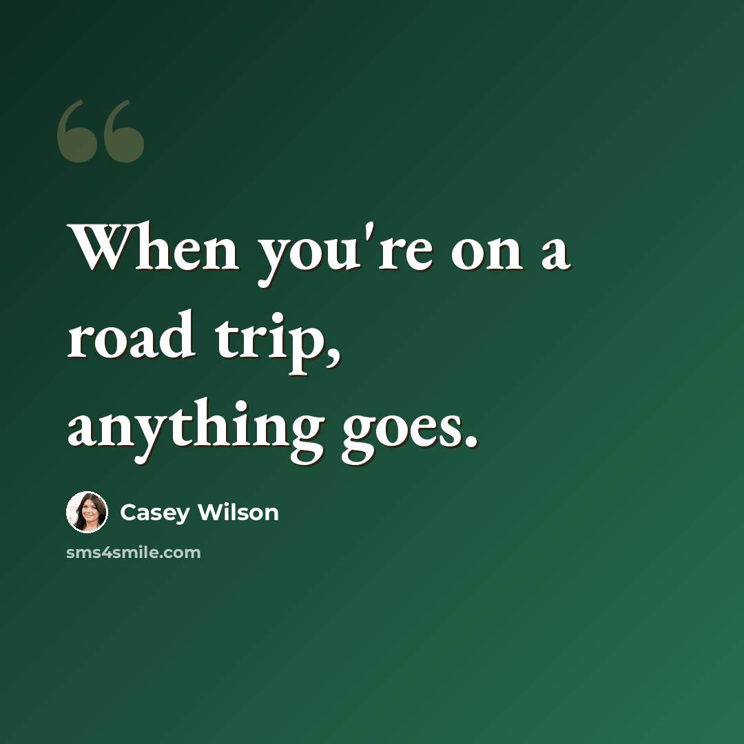 “When you're on a road trip, anything goes.” quote by Casey Wilson