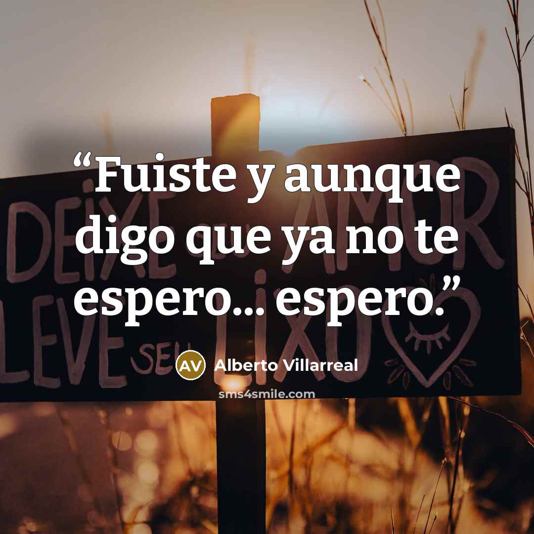 “Fuiste y aunque digo que ya no te espero... espero.” quote by Alberto Villarreal