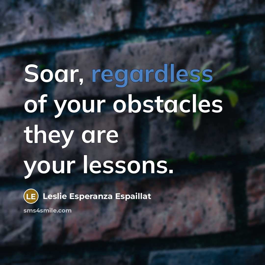 “Soar, regardless of your obstacles they are your lessons.” quote by Leslie Esperanza Espaillat