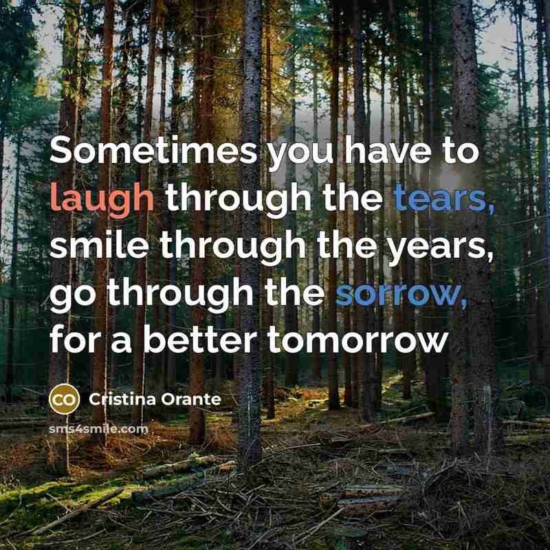 “Sometimes you have to laugh through the tears, smile through the years, go through the sorrow, for a better tomorrow” quote by Cristina Orante