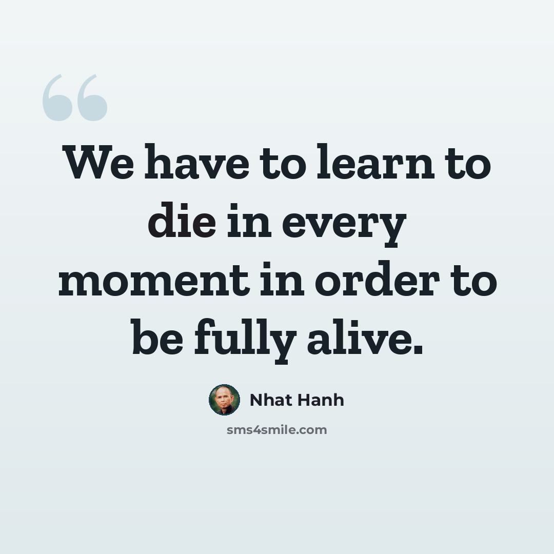 “We have to learn to die in every moment in order to be fully alive.” quote by Nhat Hanh