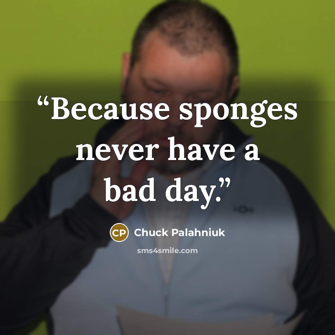 “Because sponges never have a bad day.” quote by Chuck Palahniuk