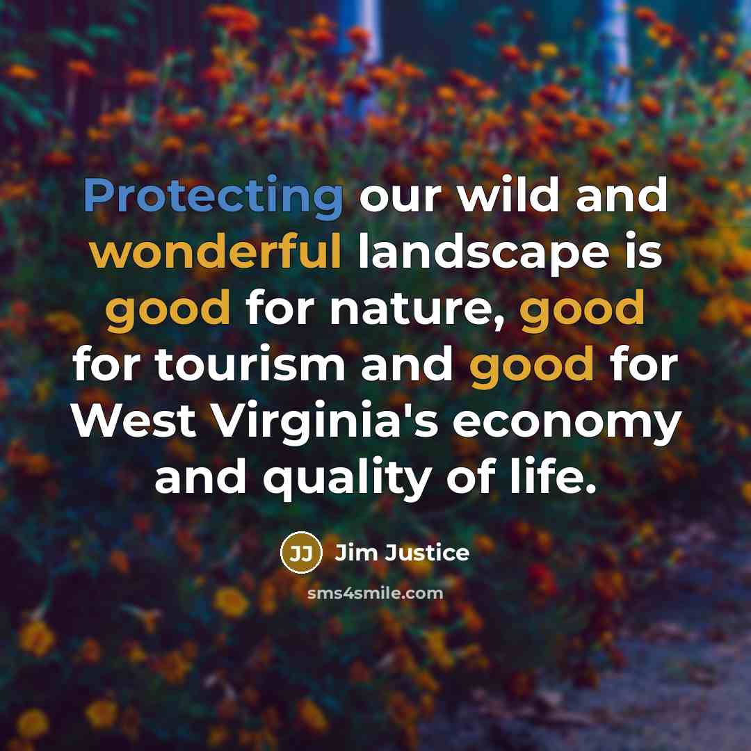 “Protecting our wild and wonderful landscape is good for nature, good for tourism and good for West Virginia's economy and quality of life.” quote by Jim Justice