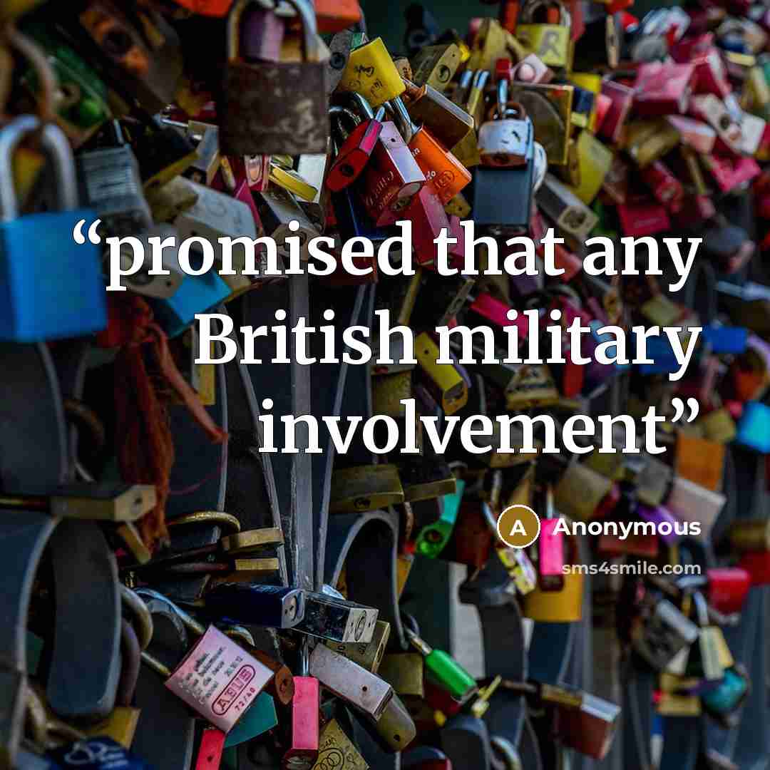 “promised that any British military involvement” quote by Anonymous