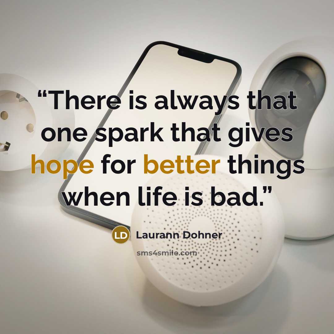 “There is always that one spark that gives hope for better things when life is bad.” quote by Laurann Dohner