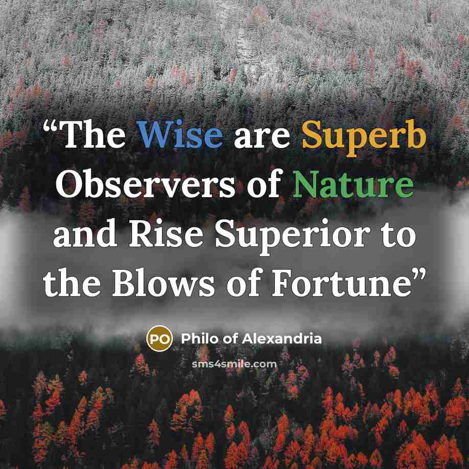 “The Wise are Superb Observers of Nature and Rise Superior to the Blows of Fortune” quote by Philo of Alexandria