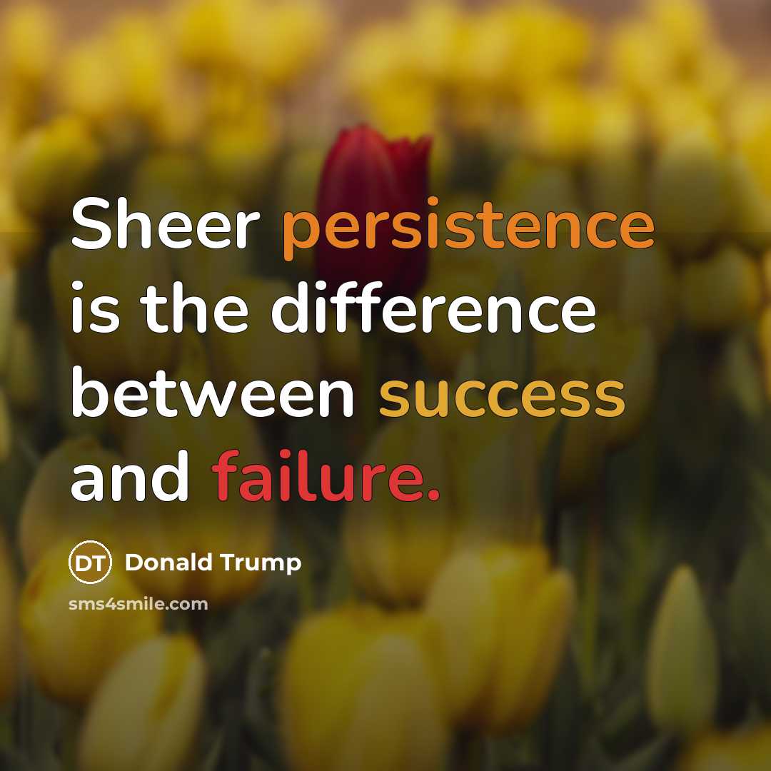 “Sheer persistence is the difference between success and failure.” quote by Donald Trump