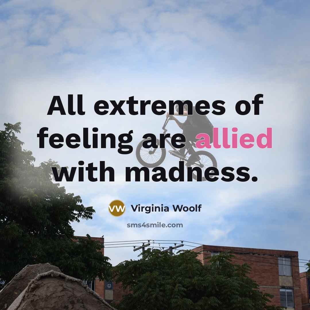 “All extremes of feeling are allied with madness.” quote by Virginia Woolf