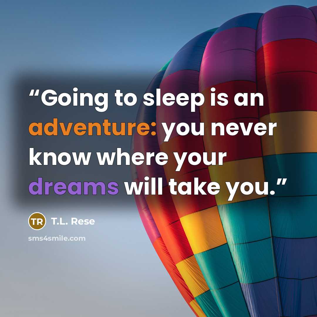 “Going to sleep is an adventure: you never know where your dreams will take you.” quote by T.L. Rese