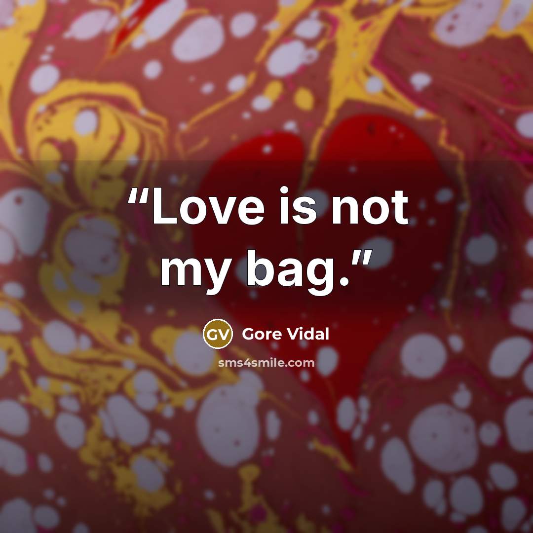 “Love is not my bag.” quote by Gore Vidal