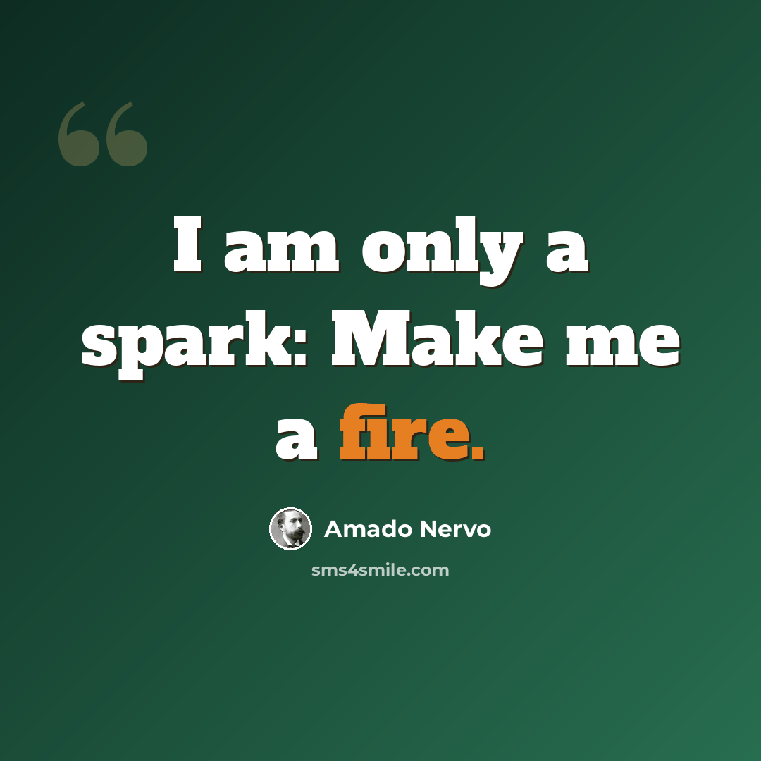 “I am only a spark: Make me a fire.” quote by Amado Nervo