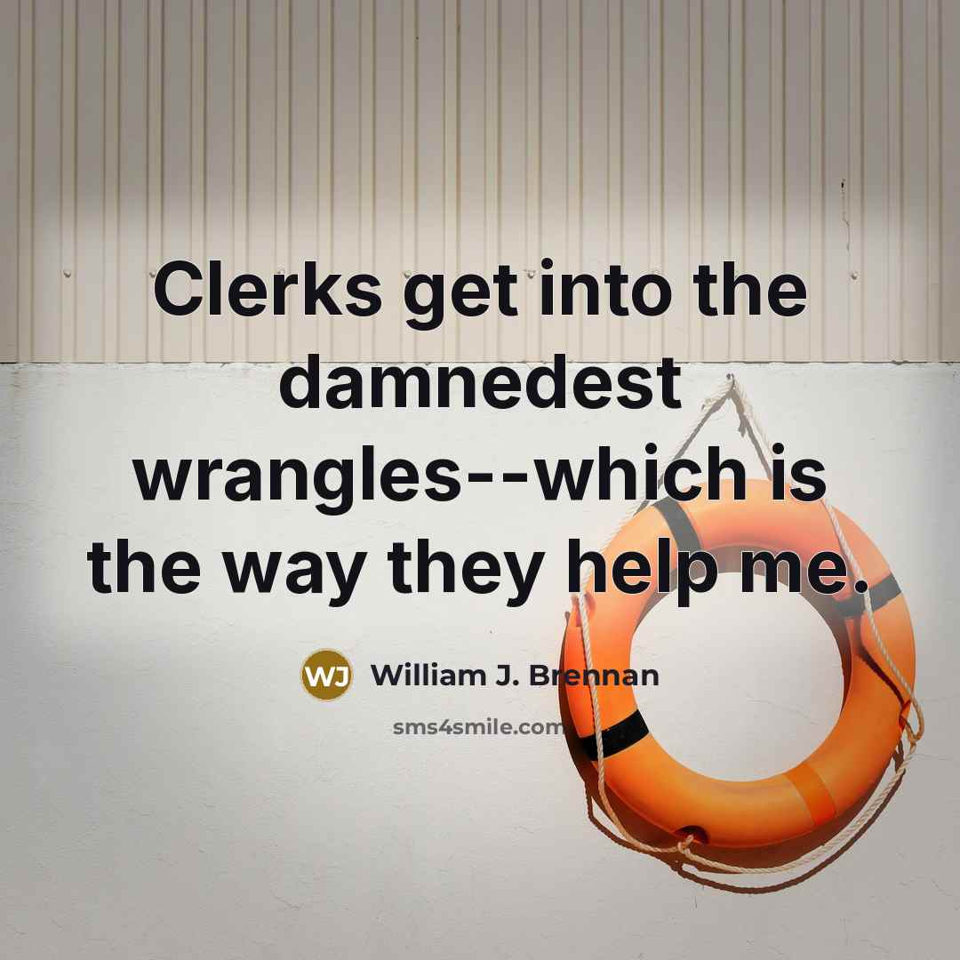 “Clerks get into the damnedest wrangles--which is the way they help me.” quote by William J. Brennan