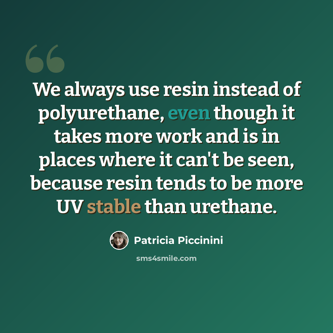 “We always use resin instead of polyurethane, even though it takes more work and is in places where it can't be seen, because resin tends to be more UV stable than urethane.” quote by Patricia Piccinini