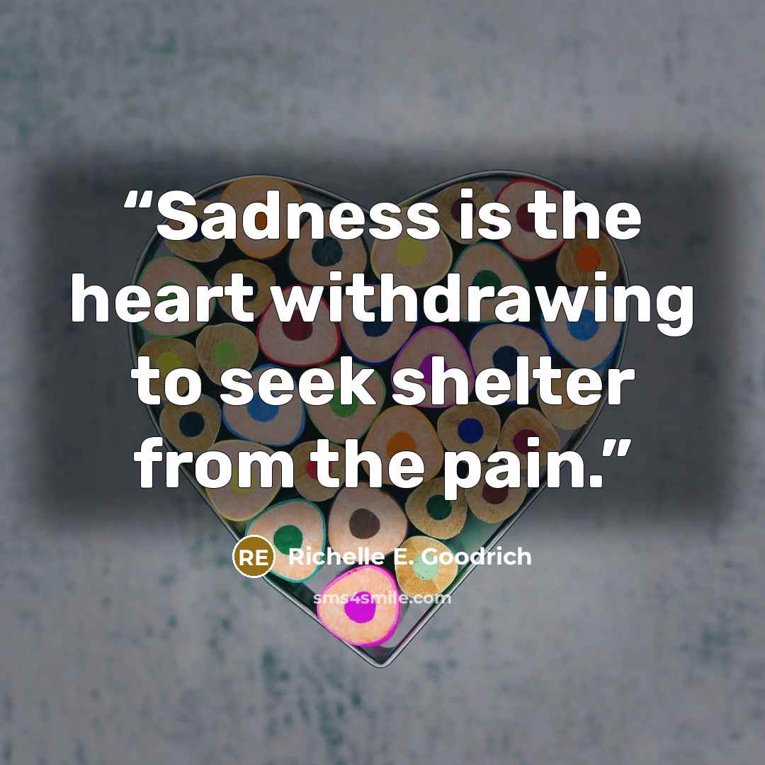 “Sadness is the heart withdrawing to seek shelter from the pain.” quote by Richelle E. Goodrich