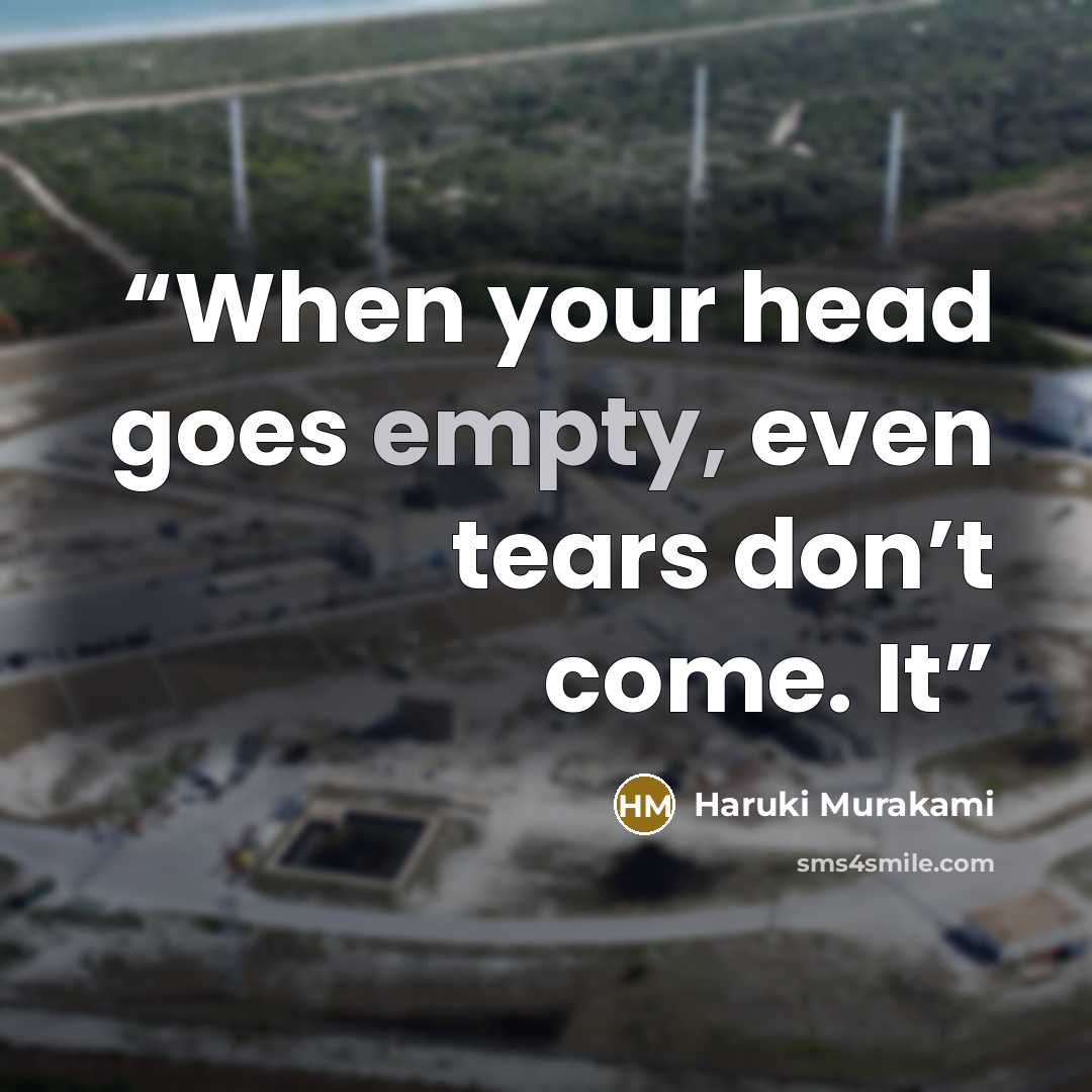 “When your head goes empty, even tears don’t come. It” quote by Haruki Murakami