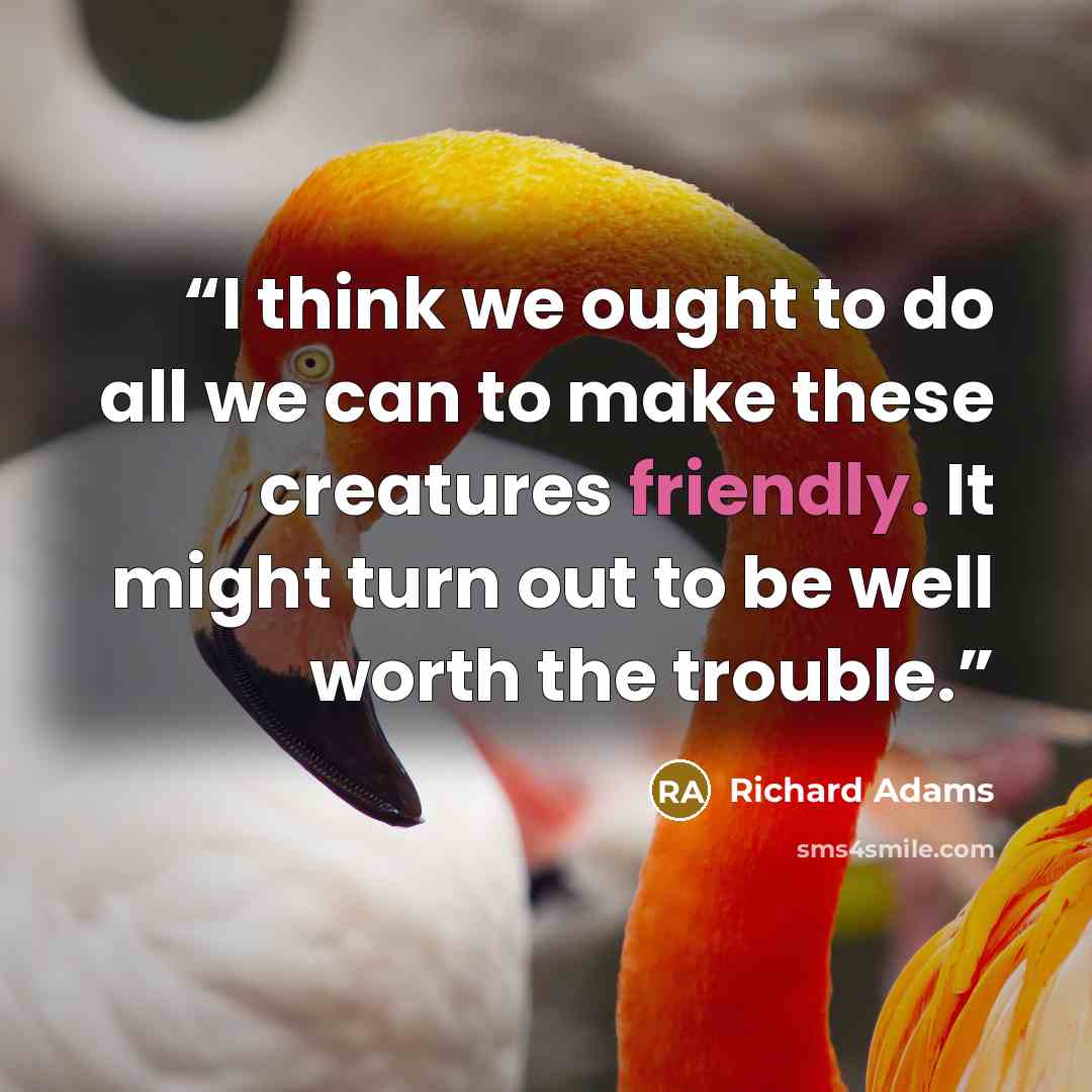 “I think we ought to do all we can to make these creatures friendly. It might turn out to be well worth the trouble.” quote by Richard Adams
