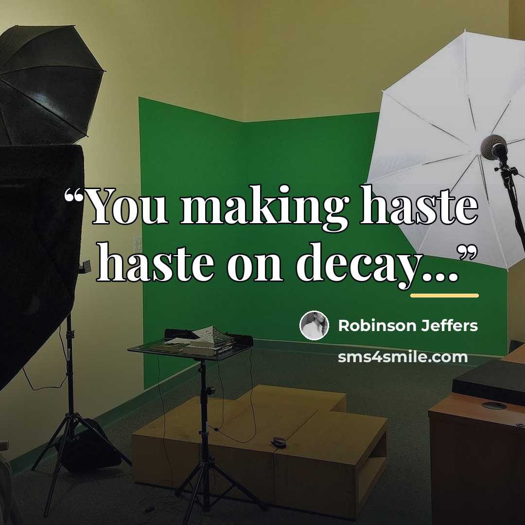 “You making haste haste on decay...” quote by Robinson Jeffers