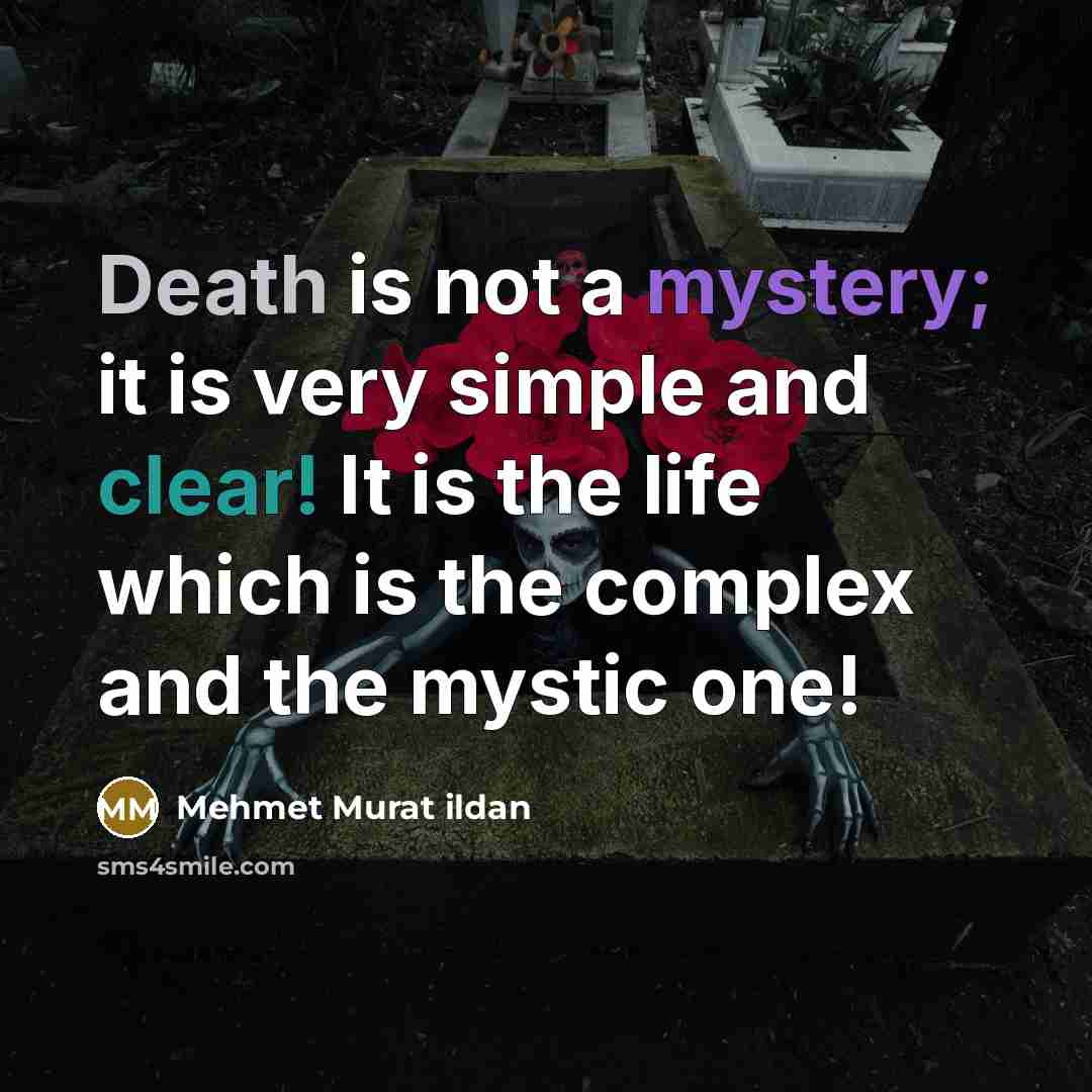 “Death is not a mystery; it is very simple and clear! It is the life which is the complex and the mystic one!” quote by Mehmet Murat Ildan