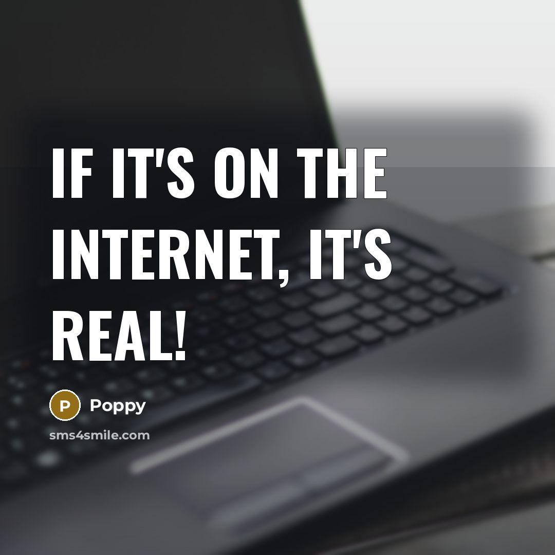 “If it's on the Internet, it's real!” quote by Poppy