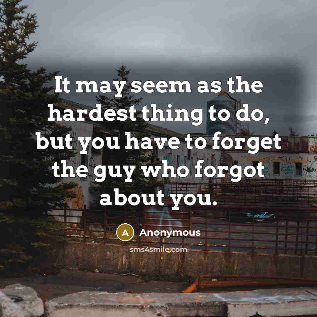 “It may seem as the hardest thing to do, but you have to forget the guy who forgot about you.” quote by Anonymous