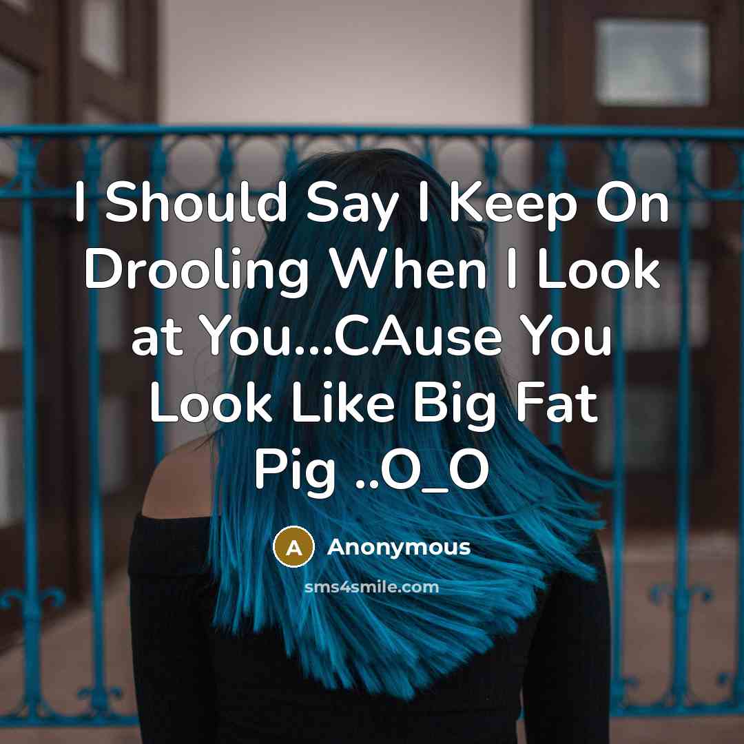 “I Should Say I Keep On Drooling When I Look at You...CAuse You Look Like Big Fat Pig ..O_O” quote by Anonymous