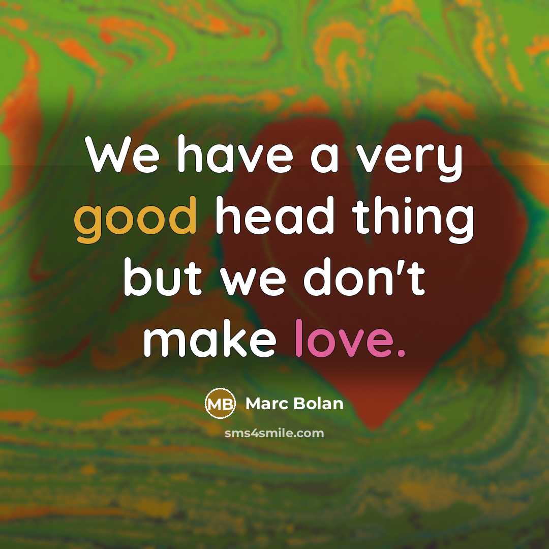 “We have a very good head thing but we don't make love.” quote by Marc Bolan