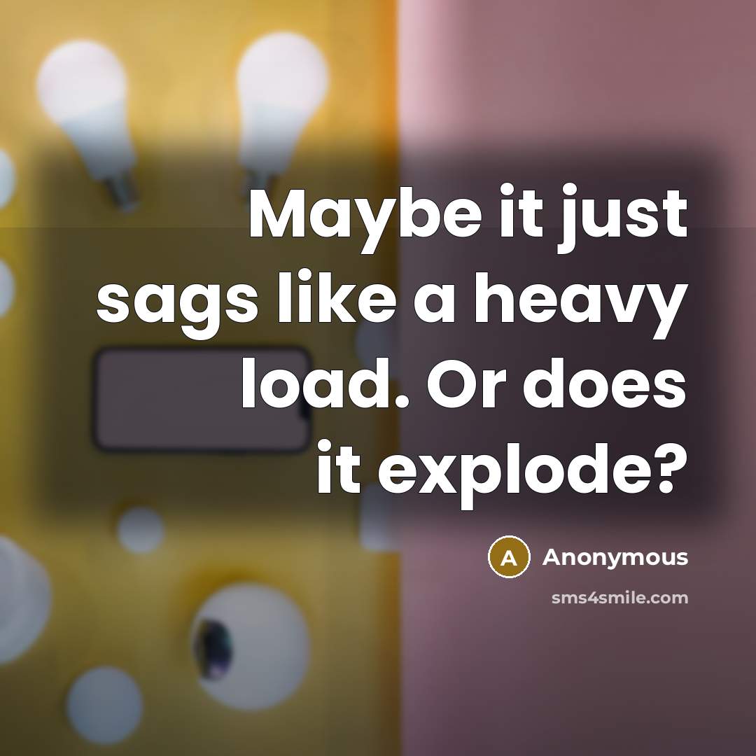 “Maybe it just sags like a heavy load. Or does it explode?” quote by Anonymous