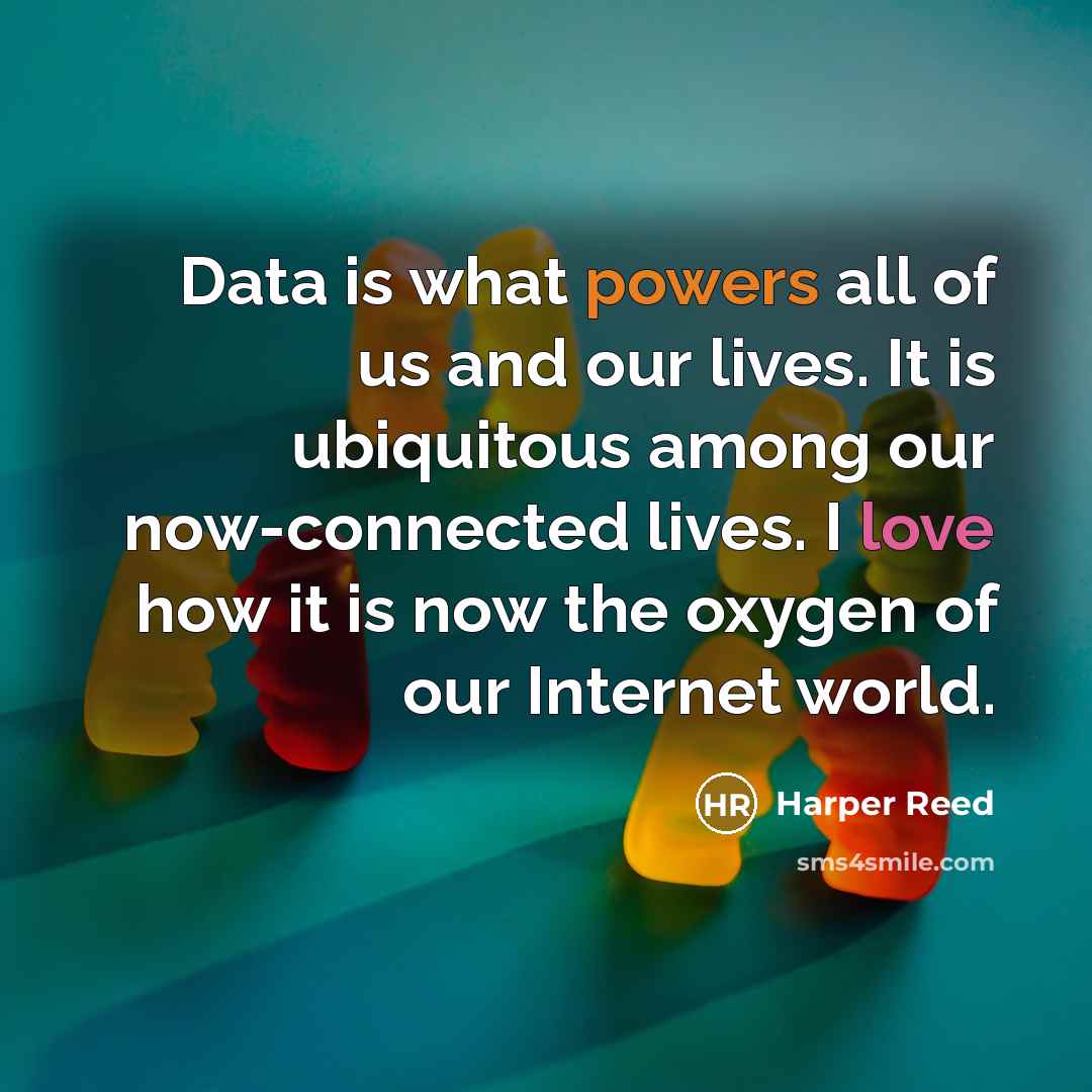 “Data is what powers all of us and our lives. It is ubiquitous among our now-connected lives. I love how it is now the oxygen of our Internet world.” quote by Harper Reed