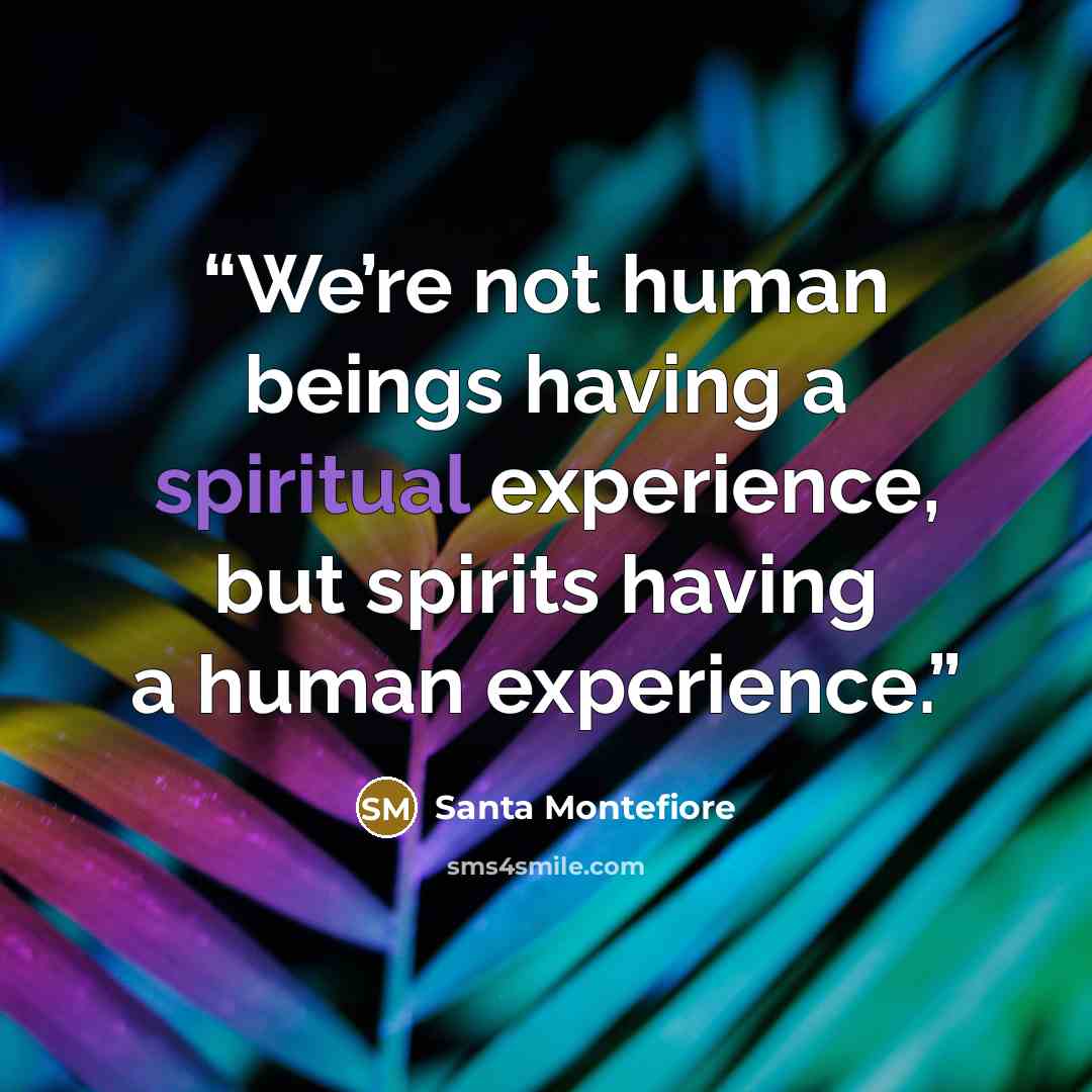 “We’re not human beings having a spiritual experience, but spirits having a human experience.” quote by Santa Montefiore