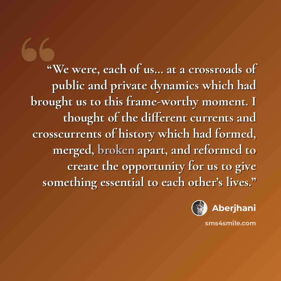 “We were, each of us… at a crossroads of public and private dynamics which had brought us to this frame-worthy moment. I thought of the different currents and crosscurrents of history which had formed, merged, broken apart, and reformed to create the opportunity for us to give something essential…” quote by Aberjhani