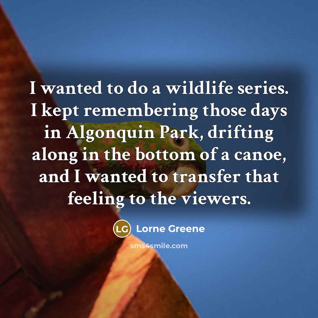 “I wanted to do a wildlife series. I kept remembering those days in Algonquin Park, drifting along in the bottom of a canoe, and I wanted to transfer that feeling to the viewers.” quote by Lorne Greene
