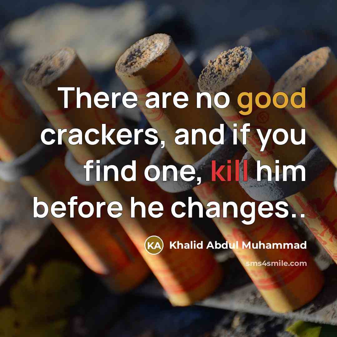 “There are no good crackers, and if you find one, kill him before he changes..” quote by Khalid Abdul Muhammad