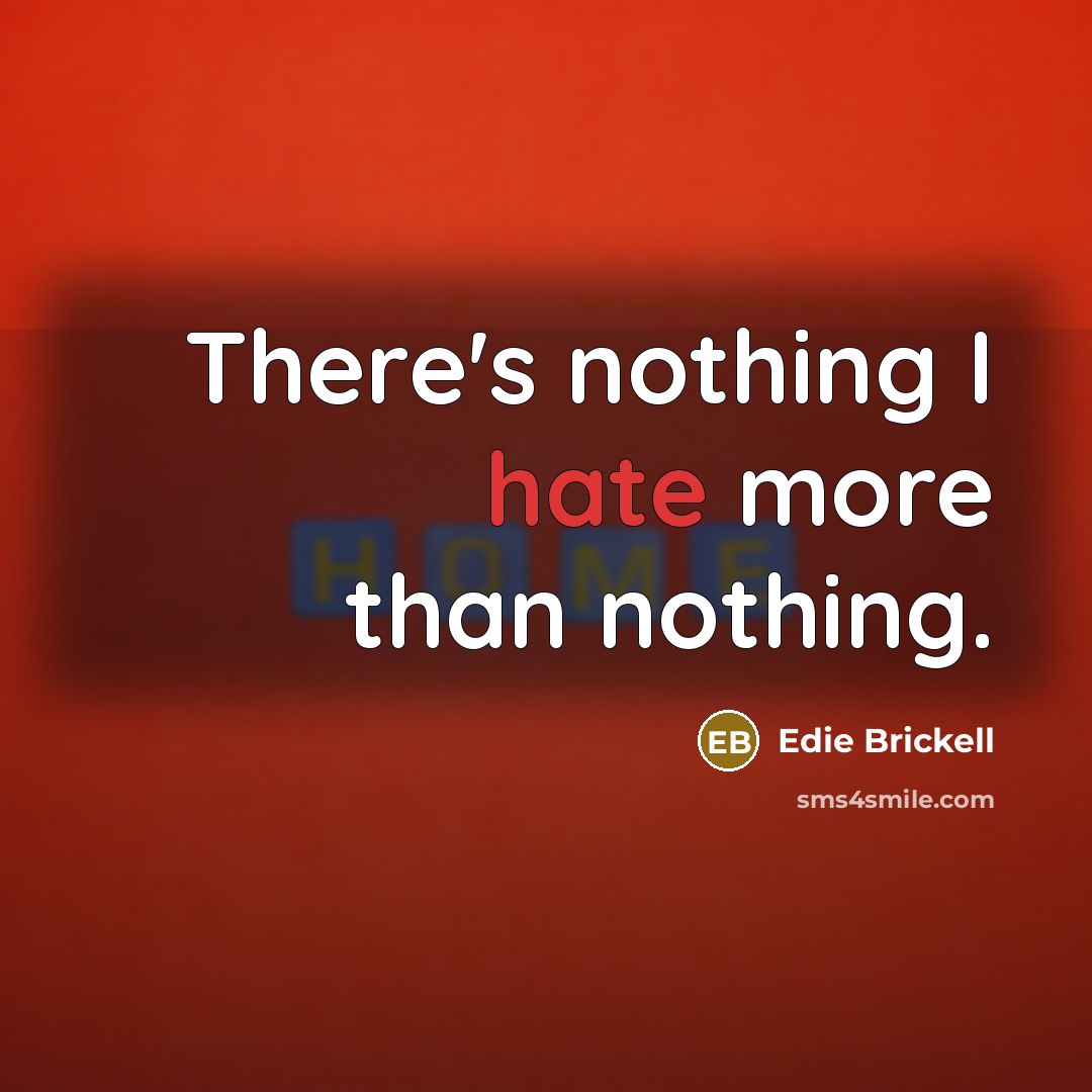 “There's nothing I hate more than nothing.” quote by Edie Brickell