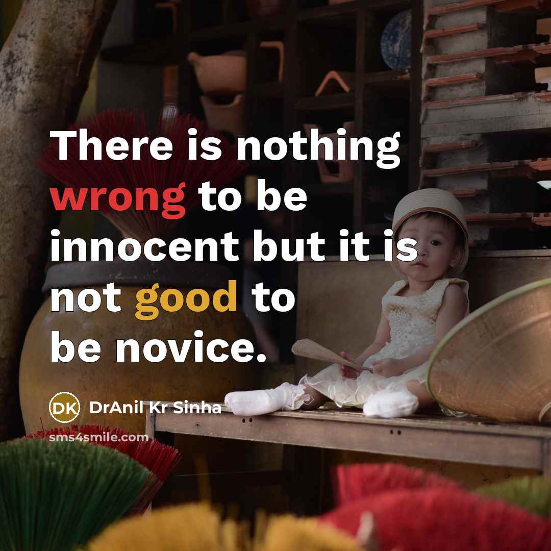 “There is nothing wrong to be innocent but it is not good to be novice.” quote by DrAnil Kr Sinha