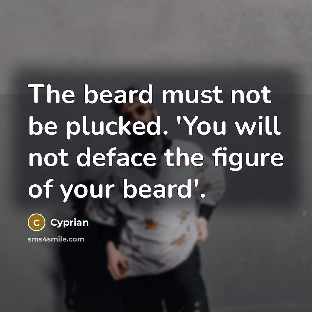 “The beard must not be plucked. 'You will not deface the figure of your beard'.” quote by Cyprian