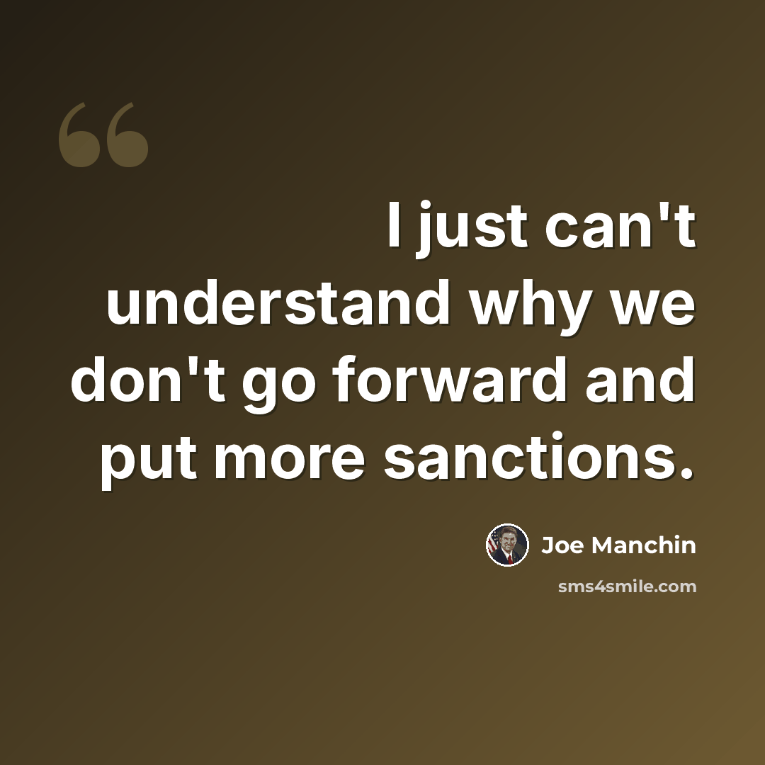 “I just can't understand why we don't go forward and put more sanctions.” quote by Joe Manchin